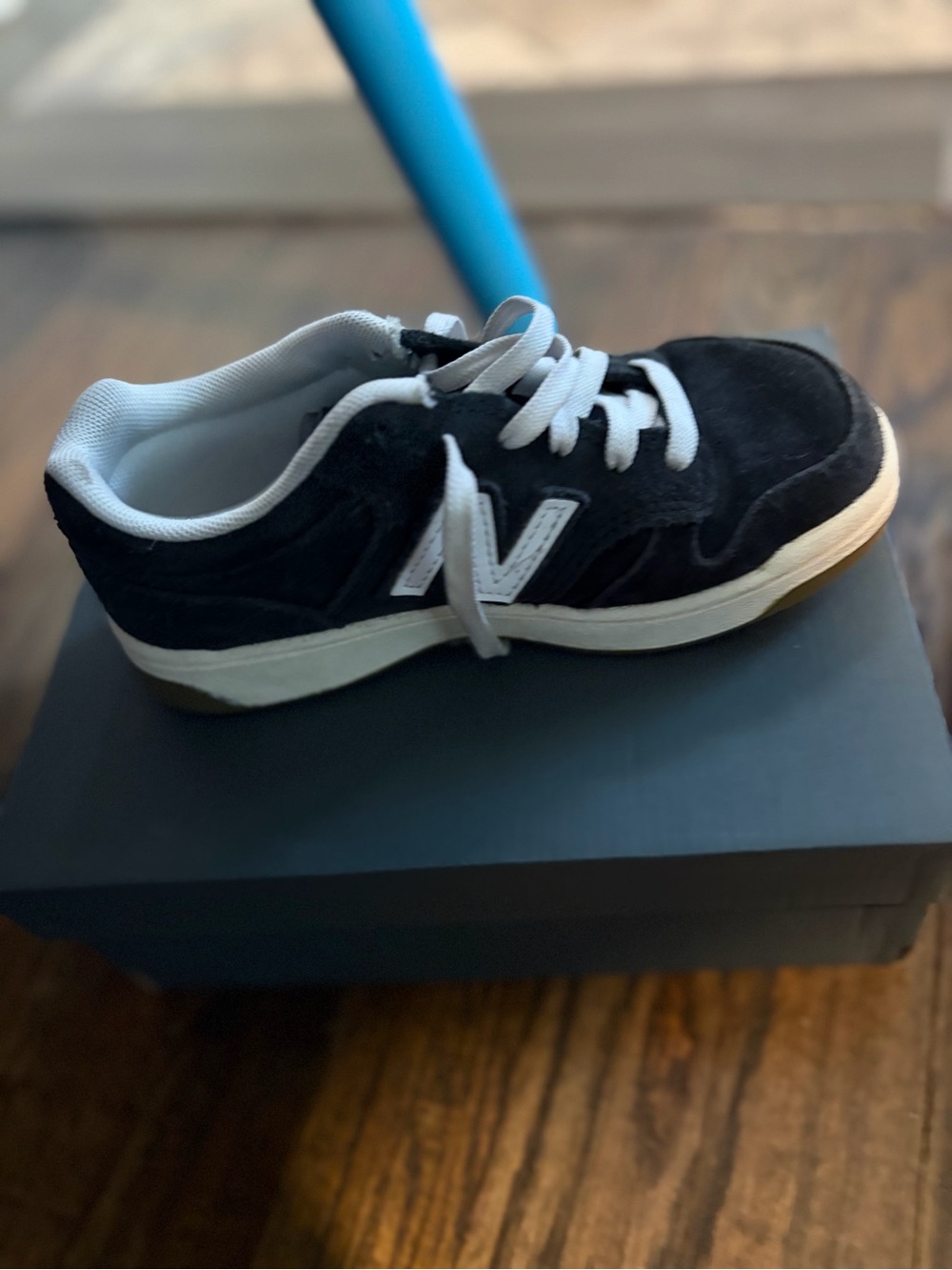 New Balance Kids Black and White Lace-Up Sneaker